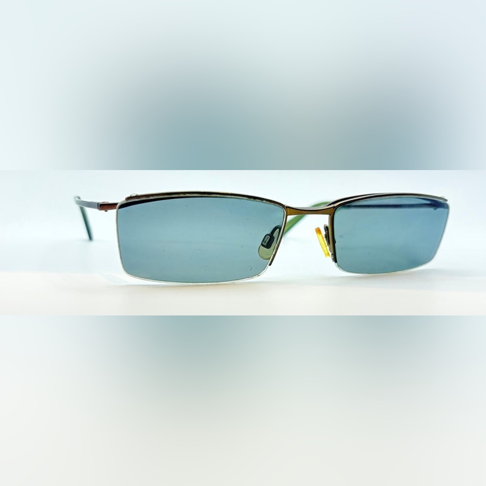 Vintage Morel 971M Brown Green Rectangular Half-Rim Sunglasses Frames Only